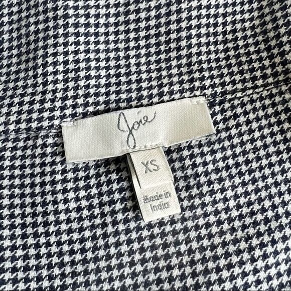 JOIE women’s x-Small XS Houndstooth Button down cotton shirt - Picture 2 of 12